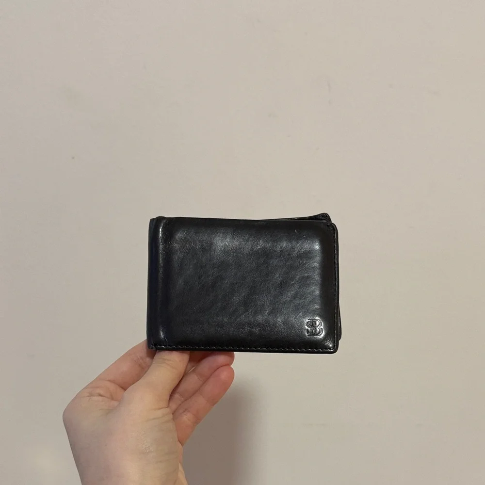 Elegant Black Leather Two Fold Wallet